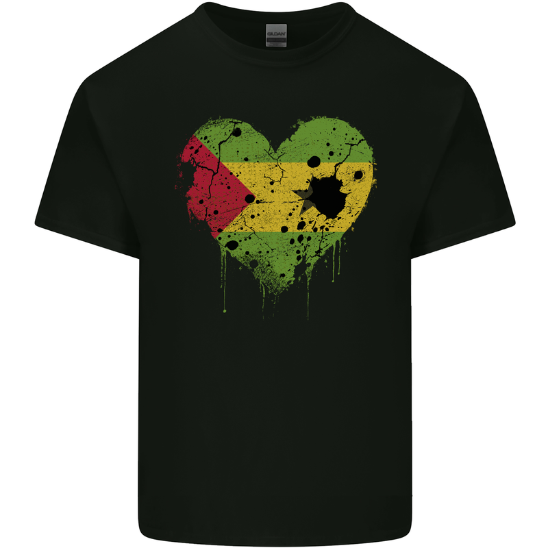 Love Sao Tome and Principe Flag Day Football Kids T-Shirt Childrens Black