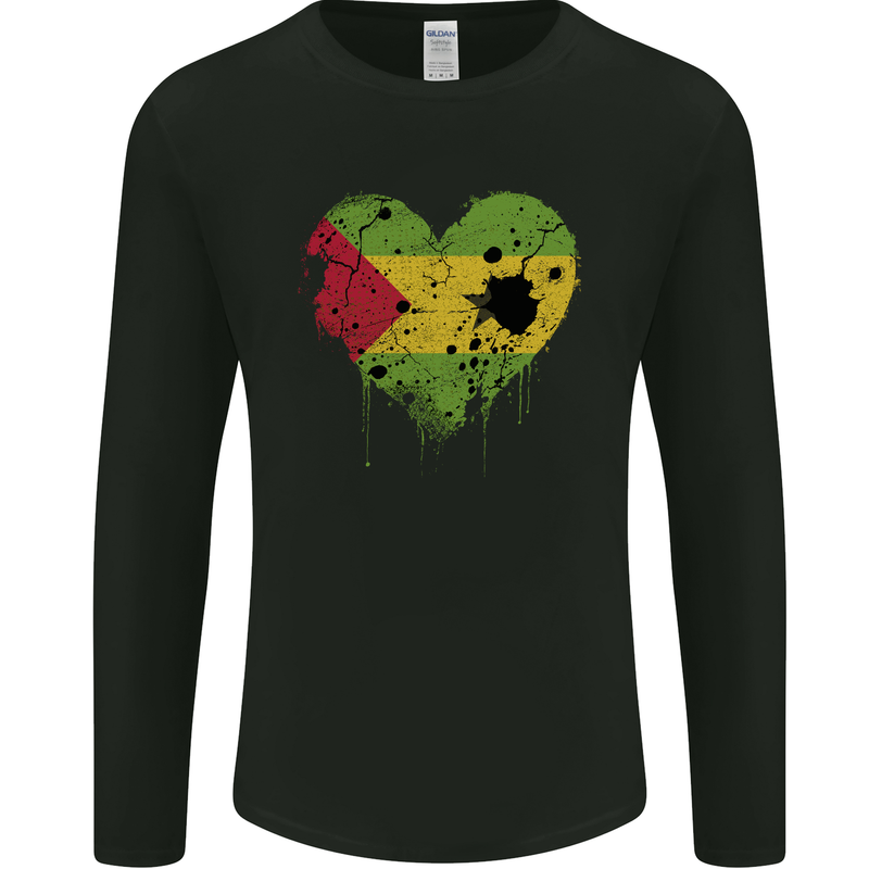 Love Sao Tome and Principe Flag Day Football Mens Long Sleeve T-Shirt Black