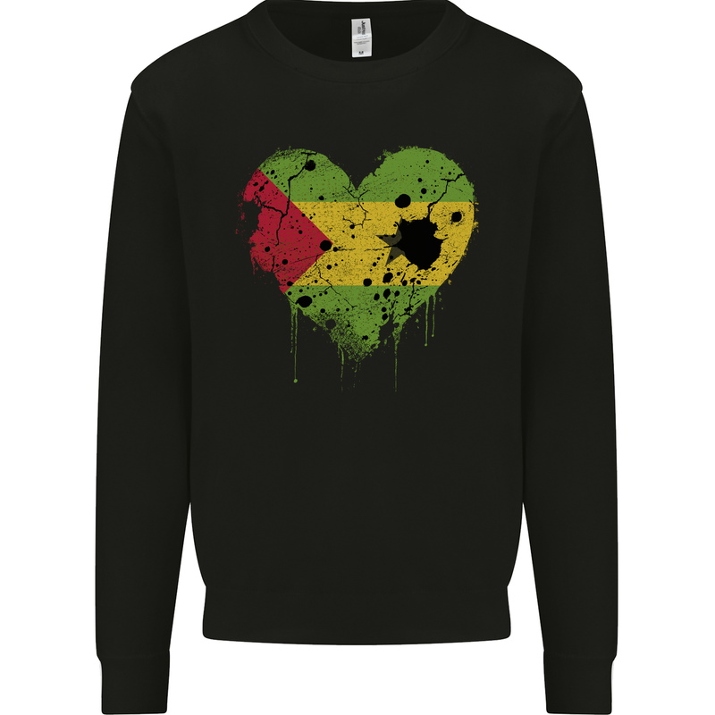 Love Sao Tome and Principe Flag Day Football Mens Sweatshirt Jumper Black