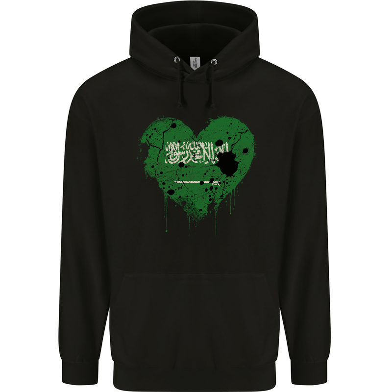 Love Saudi Arabia Flag Arabian Day Football Childrens Kids Hoodie Black