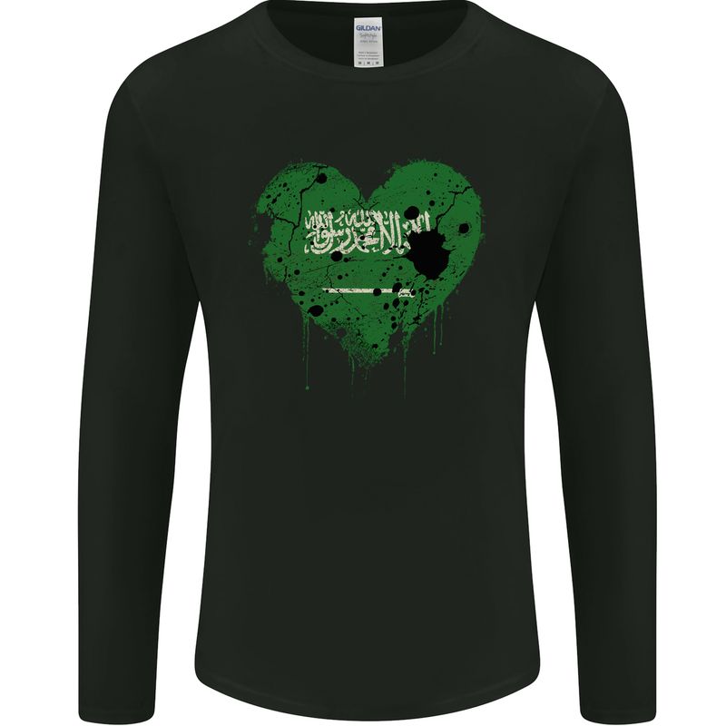 Love Saudi Arabia Flag Arabian Day Football Mens Long Sleeve T-Shirt Black