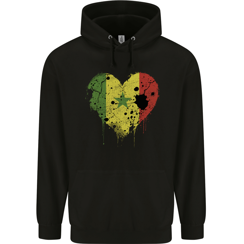 Love Senegal Flag Senegalese Day Football Childrens Kids Hoodie Black