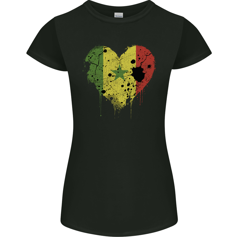 Love Senegal Flag Senegalese Day Football Womens Petite Cut T-Shirt Black