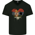 Love Serbia Flag Serbia Day Football Mens V-Neck Cotton T-Shirt Black