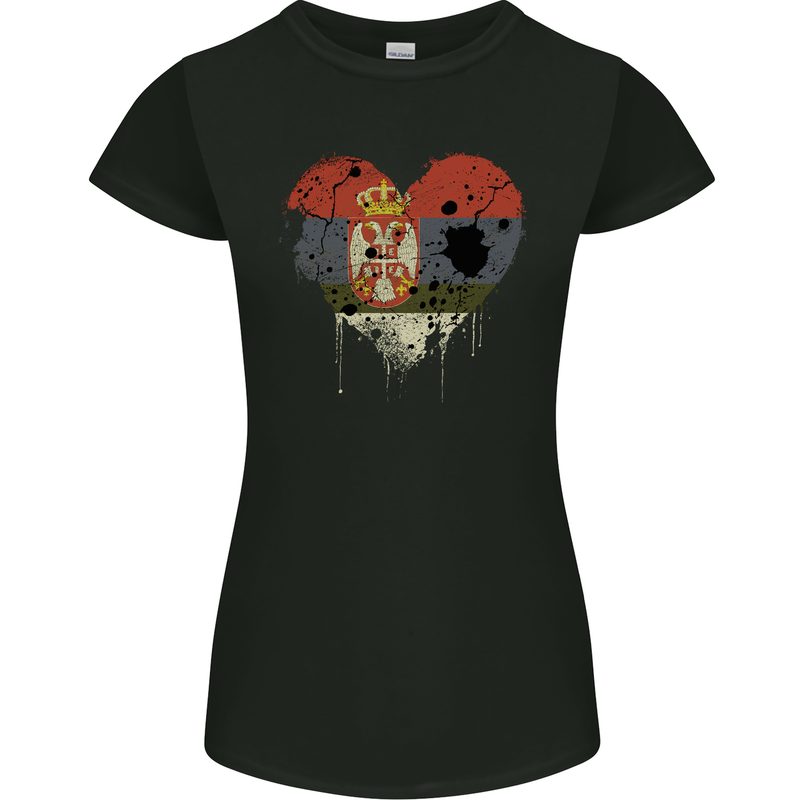 Love Serbia Flag Serbia Day Football Womens Petite Cut T-Shirt Black