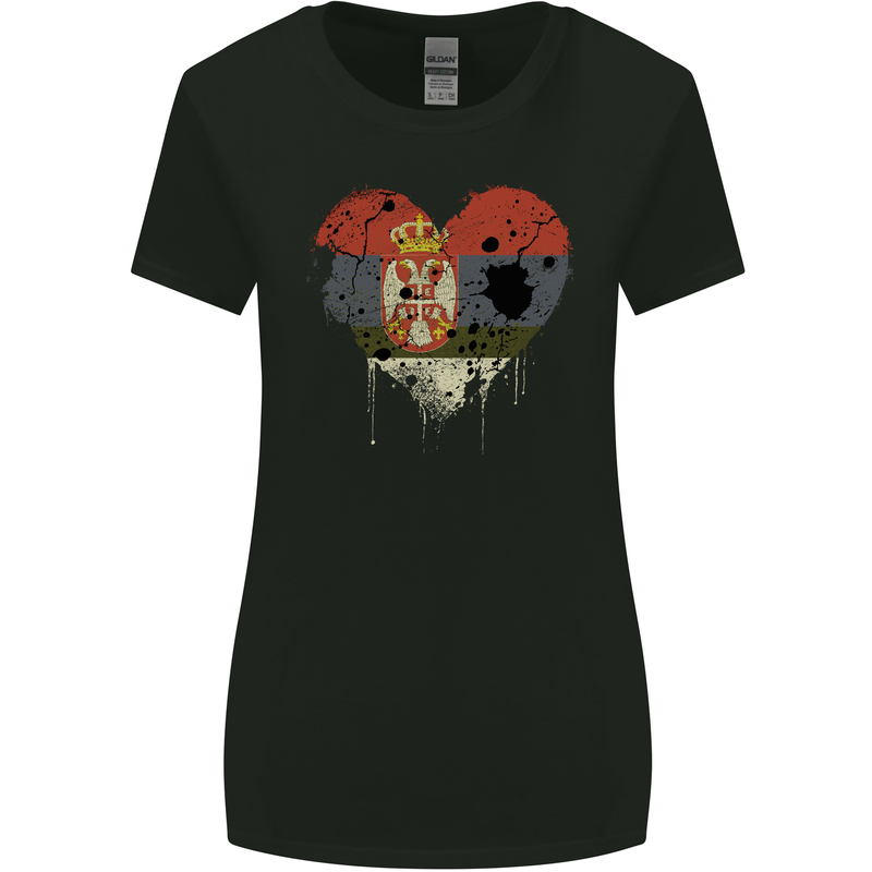 Love Serbia Flag Serbia Day Football Womens Wider Cut T-Shirt Black