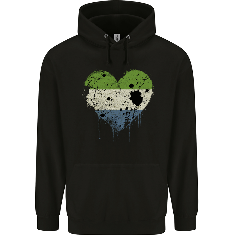Love Sierra Leone Flag Leonian Day Football Childrens Kids Hoodie Black