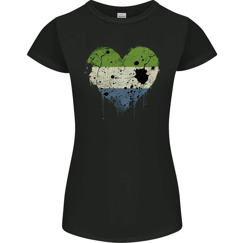 Love Sierra Leone Flag Leonian Day Football Womens Petite Cut T-Shirt Black