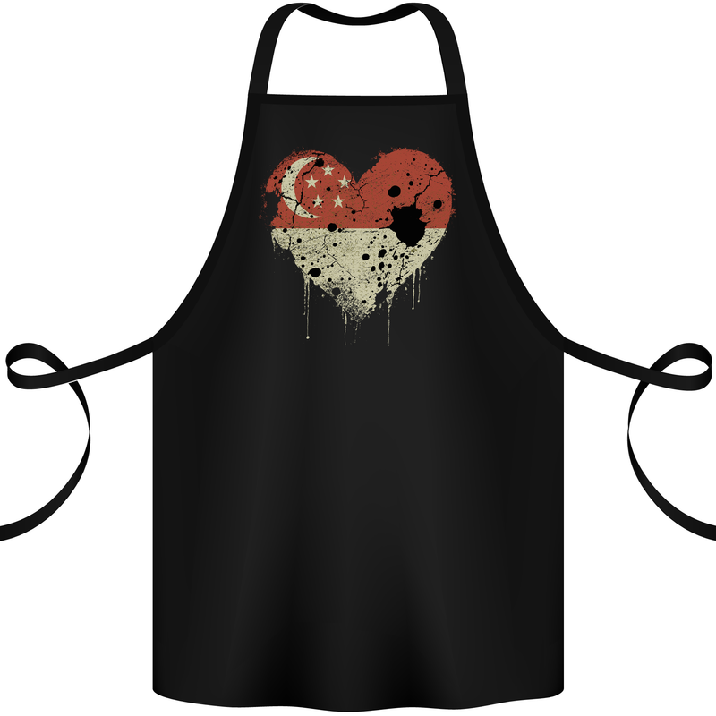 Love Singapore Flag Singaporean Day Football Cotton Apron 100% Organic Black