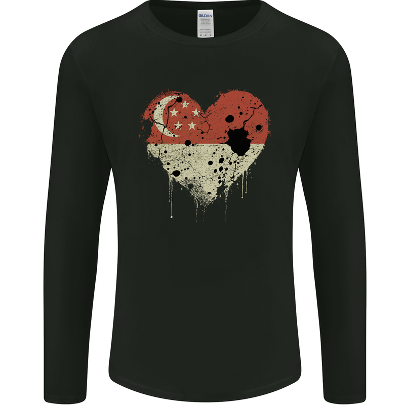 Love Singapore Flag Singaporean Day Football Mens Long Sleeve T-Shirt Black