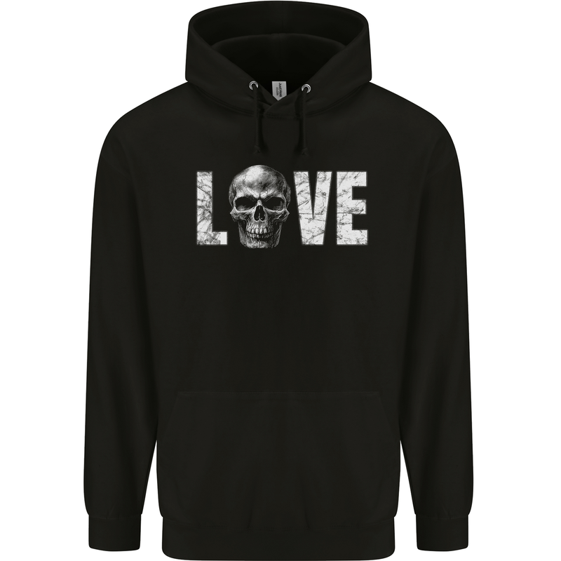 Love Skull Halloween Anti Valentines Day Childrens Kids Hoodie Black