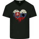 Love Slovakia Flag Slovakia Day Football Mens V-Neck Cotton T-Shirt Black