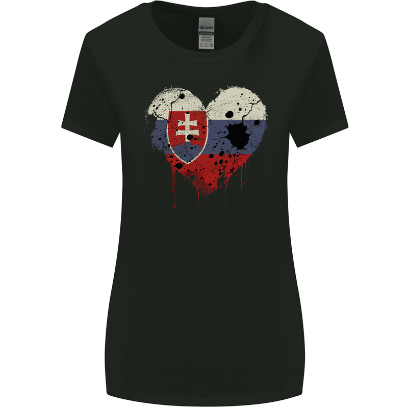 Love Slovakia Flag Slovakia Day Football Womens Wider Cut T-Shirt Black