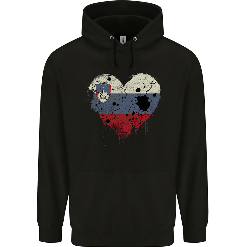 Love Slovenia Flag Slovenian Day Football Childrens Kids Hoodie Black