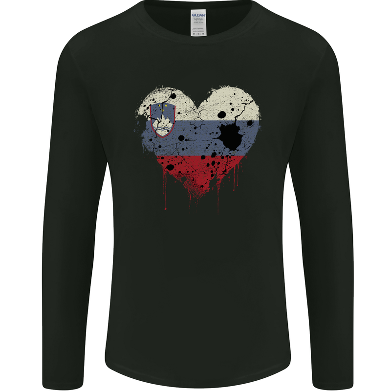 Love Slovenia Flag Slovenian Day Football Mens Long Sleeve T-Shirt Black