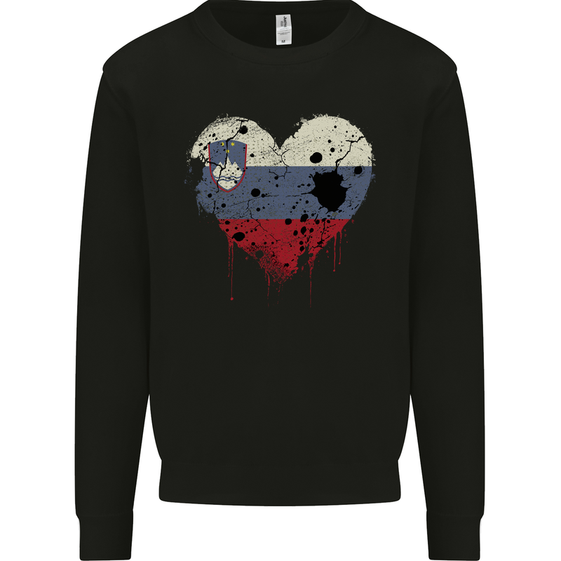 Love Slovenia Flag Slovenian Day Football Mens Sweatshirt Jumper Black