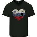Love Slovenia Flag Slovenian Day Football Mens V-Neck Cotton T-Shirt Black
