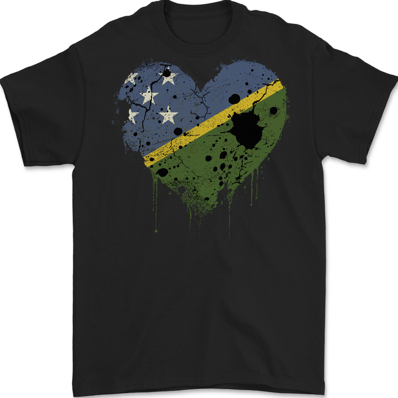 Love Solomon Islands Flag Day Football Mens Gildan Cotton T-Shirt Black
