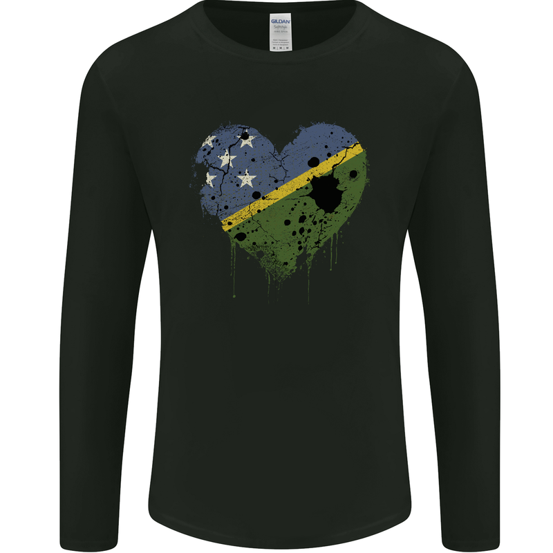 Love Solomon Islands Flag Day Football Mens Long Sleeve T-Shirt Black