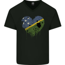 Love Solomon Islands Flag Day Football Mens V-Neck Cotton T-Shirt Black