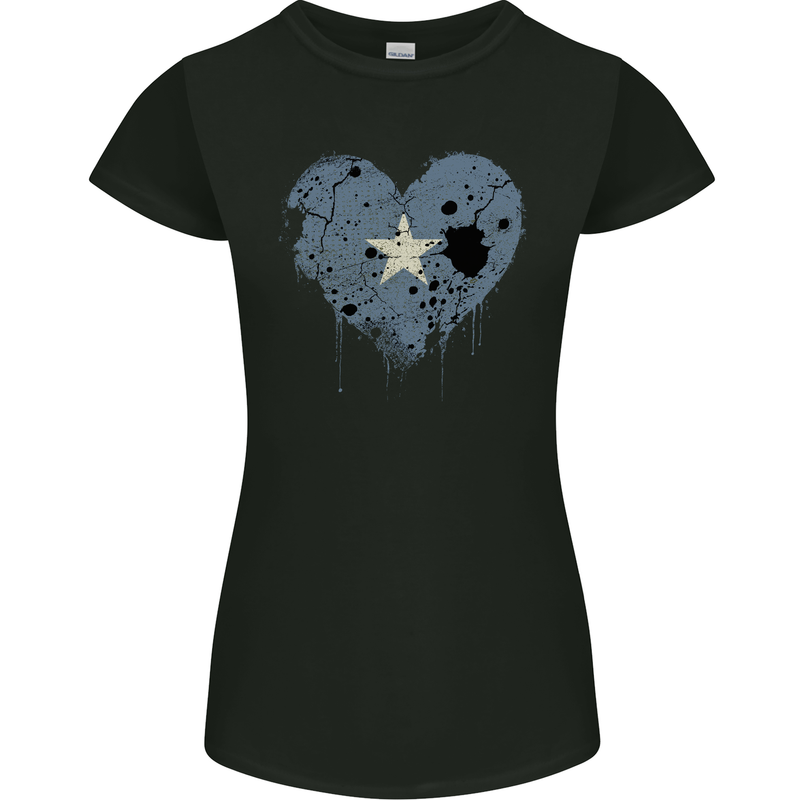 Love Somalia Flag Somalian Day Football Womens Petite Cut T-Shirt Black