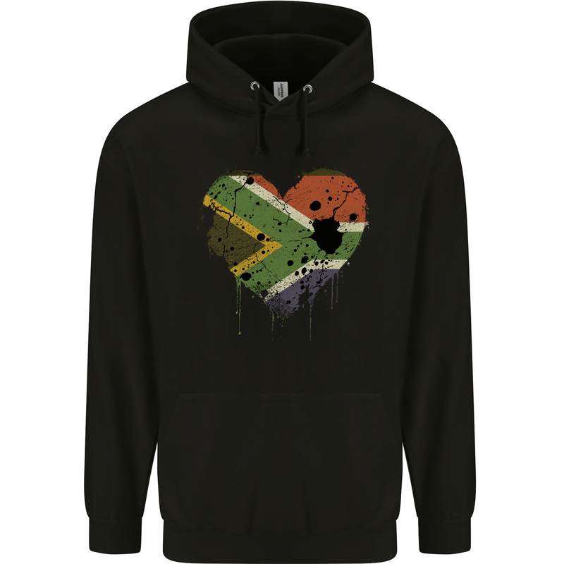 Love South African Flag Africa Day Football Childrens Kids Hoodie Black