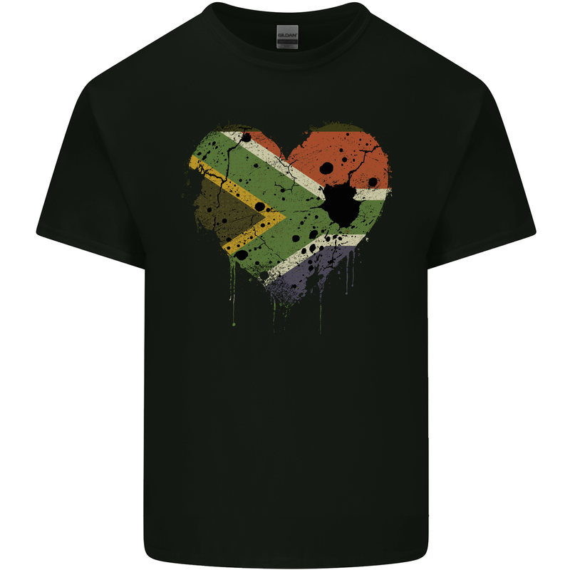 Love South African Flag Africa Day Football Kids T-Shirt Childrens Black