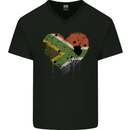 Love South African Flag Africa Day Football Mens V-Neck Cotton T-Shirt Black