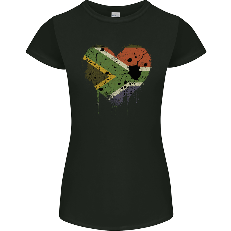 Love South African Flag Africa Day Football Womens Petite Cut T-Shirt Black