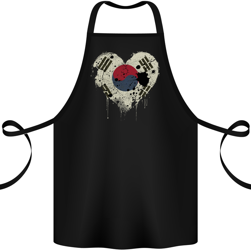 Love South Korea Flag Korean Day Football Cotton Apron 100% Organic Black