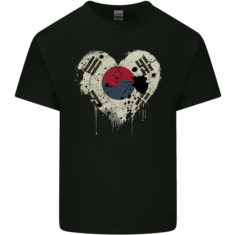 Love South Korea Flag Korean Day Football Mens Cotton T-Shirt Tee Top Black