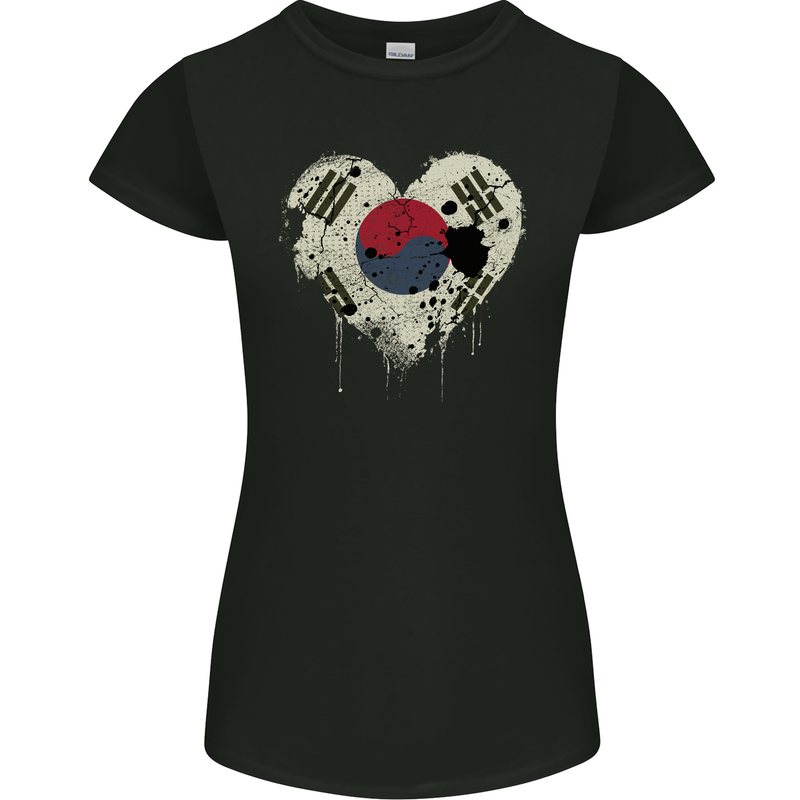 Love South Korea Flag Korean Day Football Womens Petite Cut T-Shirt Black