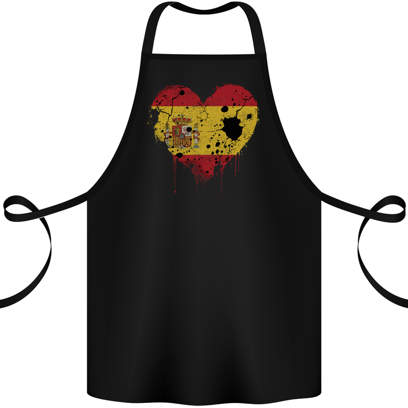 Love Spain Flag Spanish Day Football Cotton Apron 100% Organic Black