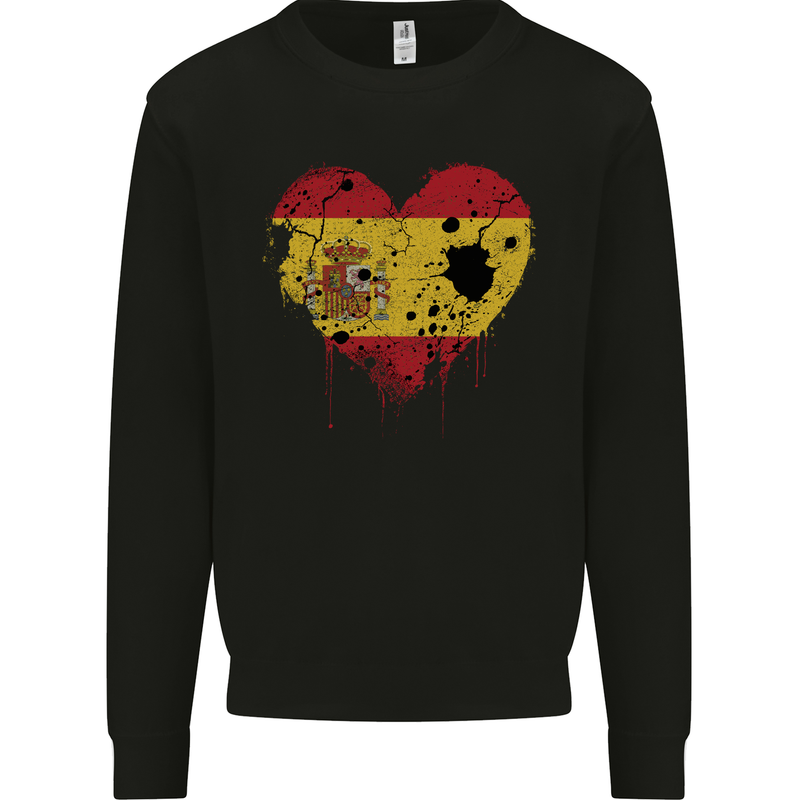 Love Spain Flag Spanish Day Football Mens Sweatshirt Jumper Black