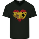 Love Spain Flag Spanish Day Football Mens V-Neck Cotton T-Shirt Black