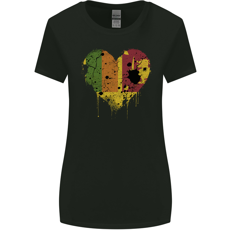 Love Sri Lankan Flag Sri Lanka Day Football Womens Wider Cut T-Shirt Black