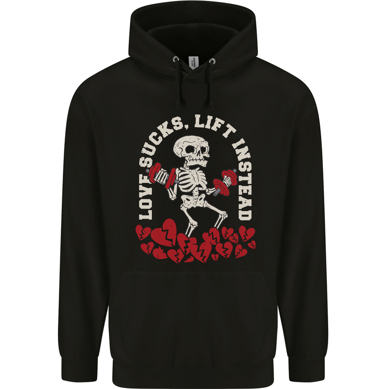 Love Sucks Gym Bodybuilding Singles Day Childrens Kids Hoodie Black