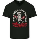 Love Sucks Gym Bodybuilding Singles Day Mens V-Neck Cotton T-Shirt Black