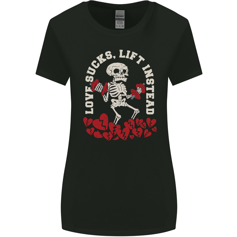 Love Sucks Gym Bodybuilding Singles Day Womens Wider Cut T-Shirt Black
