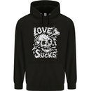 Love Sucks Skull Anti Valentines Day Singles Day Childrens Kids Hoodie Black