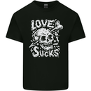 Love Sucks Skull Anti Valentines Day Singles Day Kids T-Shirt Childrens Black