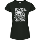 Love Sucks Skull Anti Valentines Day Singles Day Womens Petite Cut T-Shirt Black