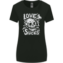 Love Sucks Skull Anti Valentines Day Singles Day Womens Wider Cut T-Shirt Black