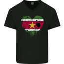 Love Suriname Flag Suriname Day Football Mens V-Neck Cotton T-Shirt Black