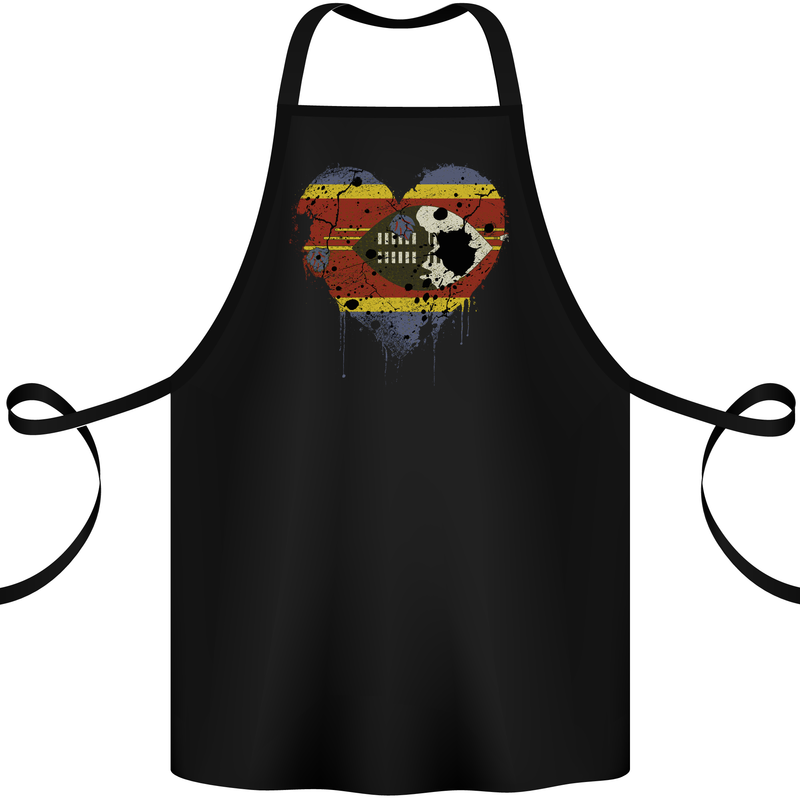 Love Swaziland Flag Swazi Day Football Cotton Apron 100% Organic Black