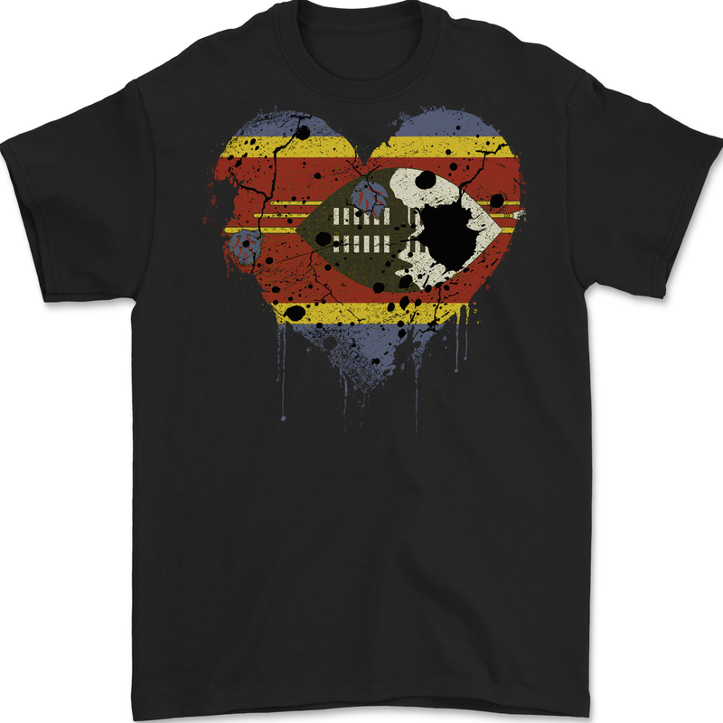 Love Swaziland Flag Swazi Day Football Mens Gildan Cotton T-Shirt Black