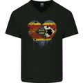 Love Swaziland Flag Swazi Day Football Mens V-Neck Cotton T-Shirt Black