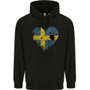 Love Swedish Flag Sweden Day Football Childrens Kids Hoodie Black