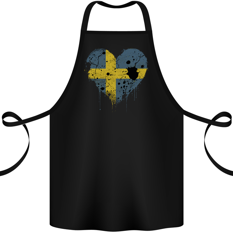 Love Swedish Flag Sweden Day Football Cotton Apron 100% Organic Black