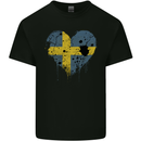 Love Swedish Flag Sweden Day Football Kids T-Shirt Childrens Black